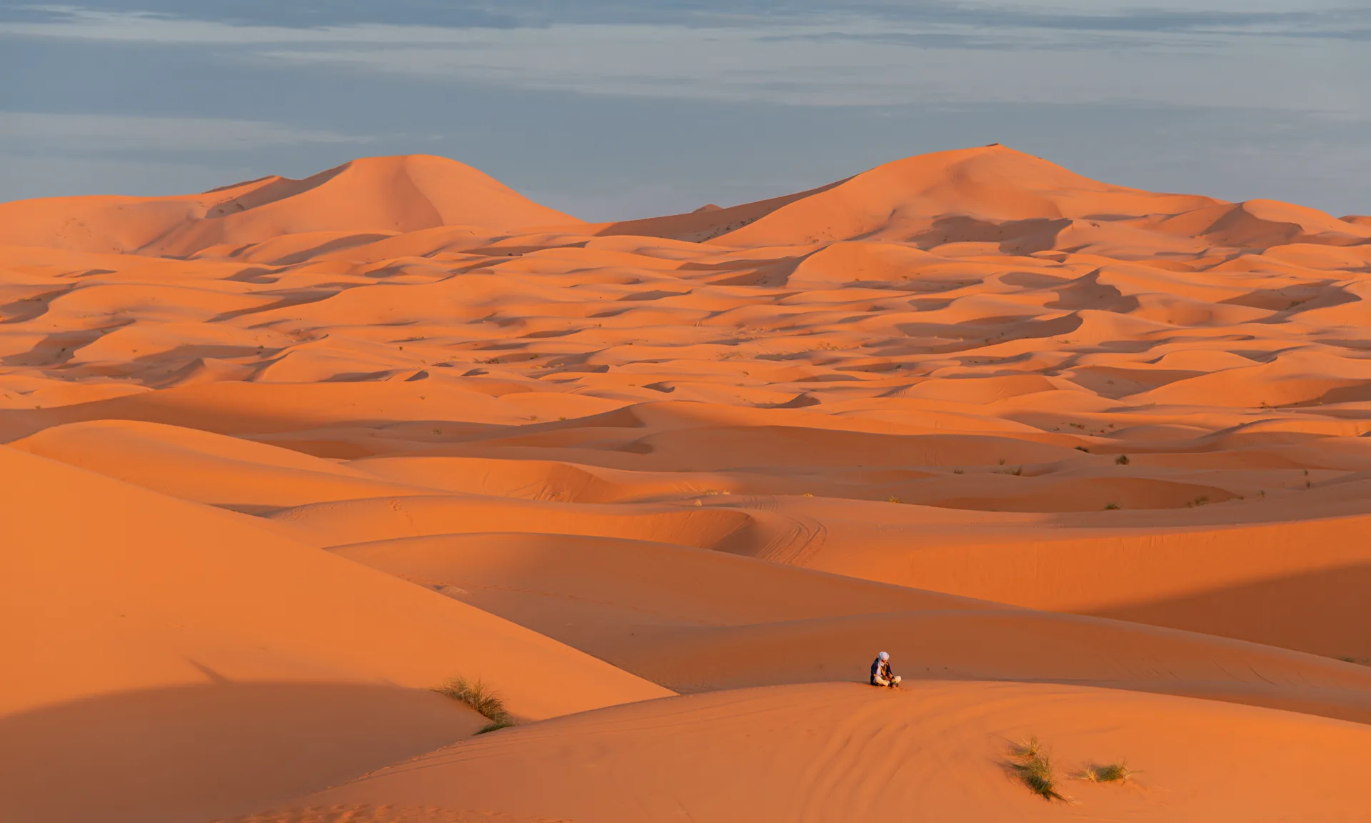 Golden Erg Chebbi dunes near Merzouga in Morocco