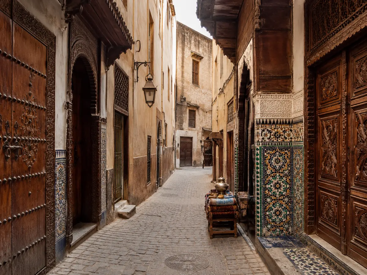 Traditional street in the Fes medina