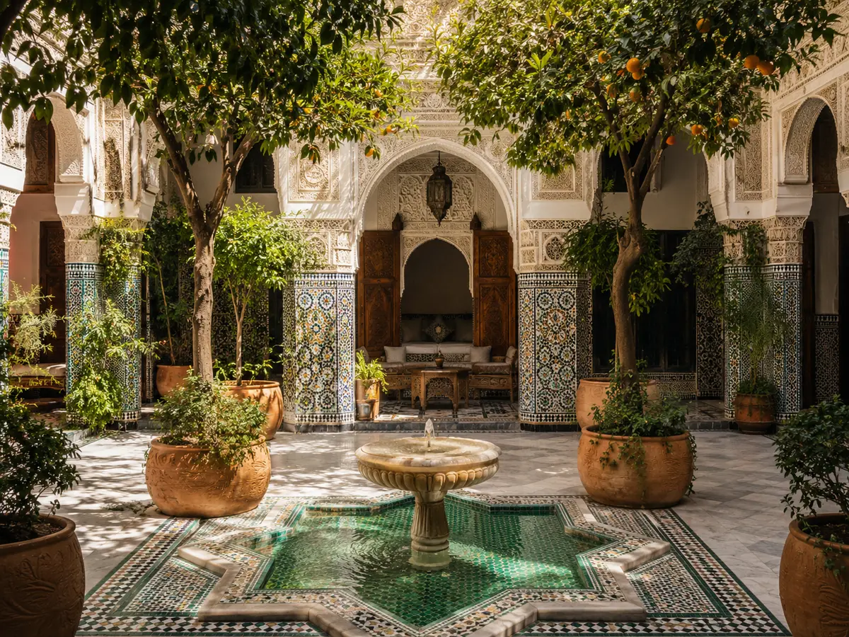 Traditional Marrakech riad courtyard