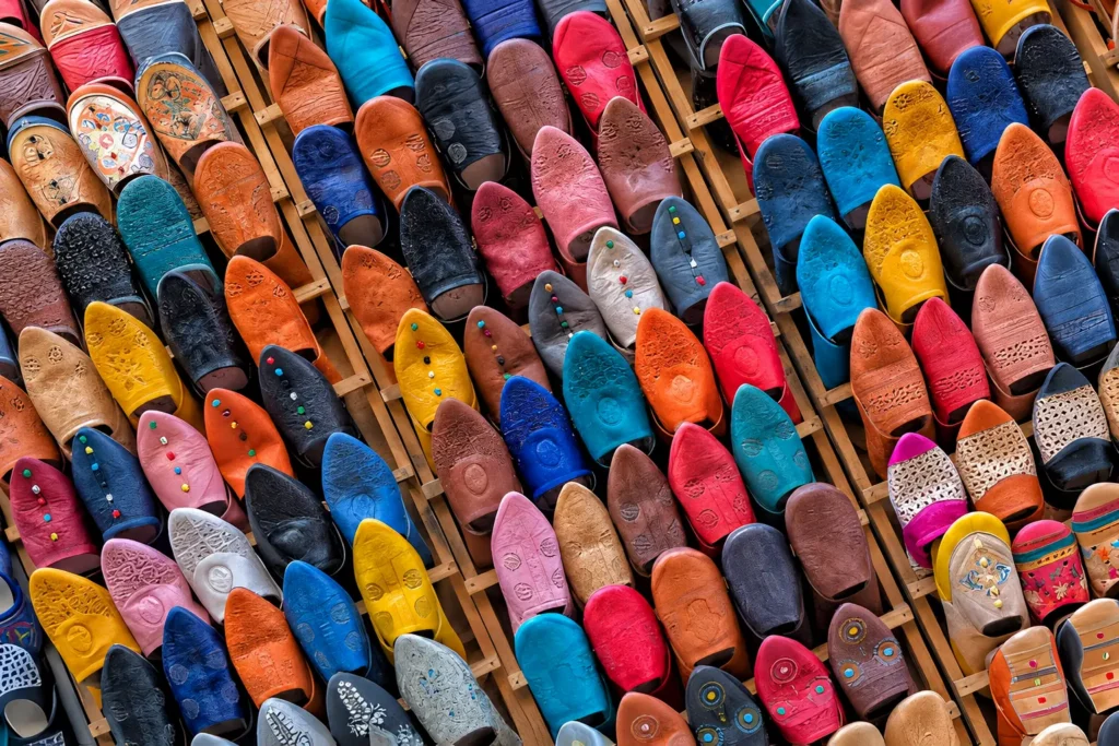 Moroccan Babouche Slippers in a Souk