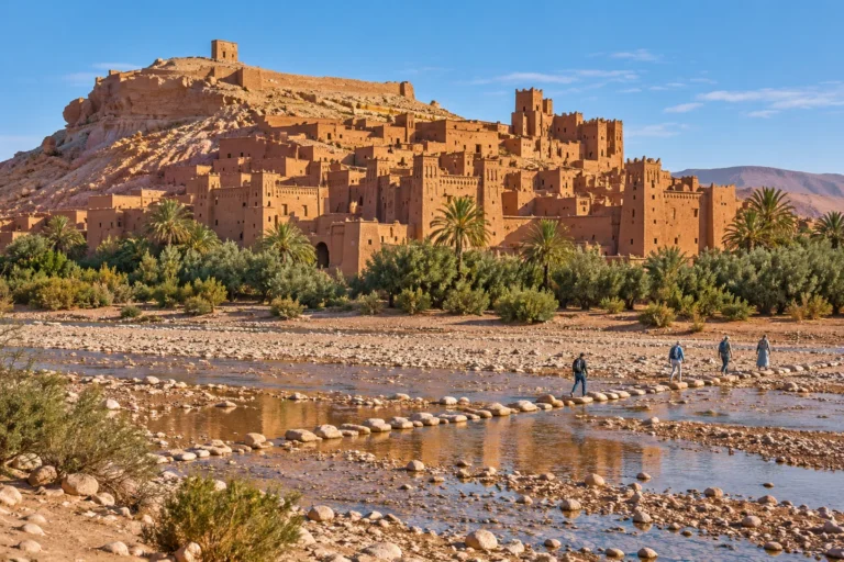 Illustrated view of the earthen ksar of Ait Ben Haddou